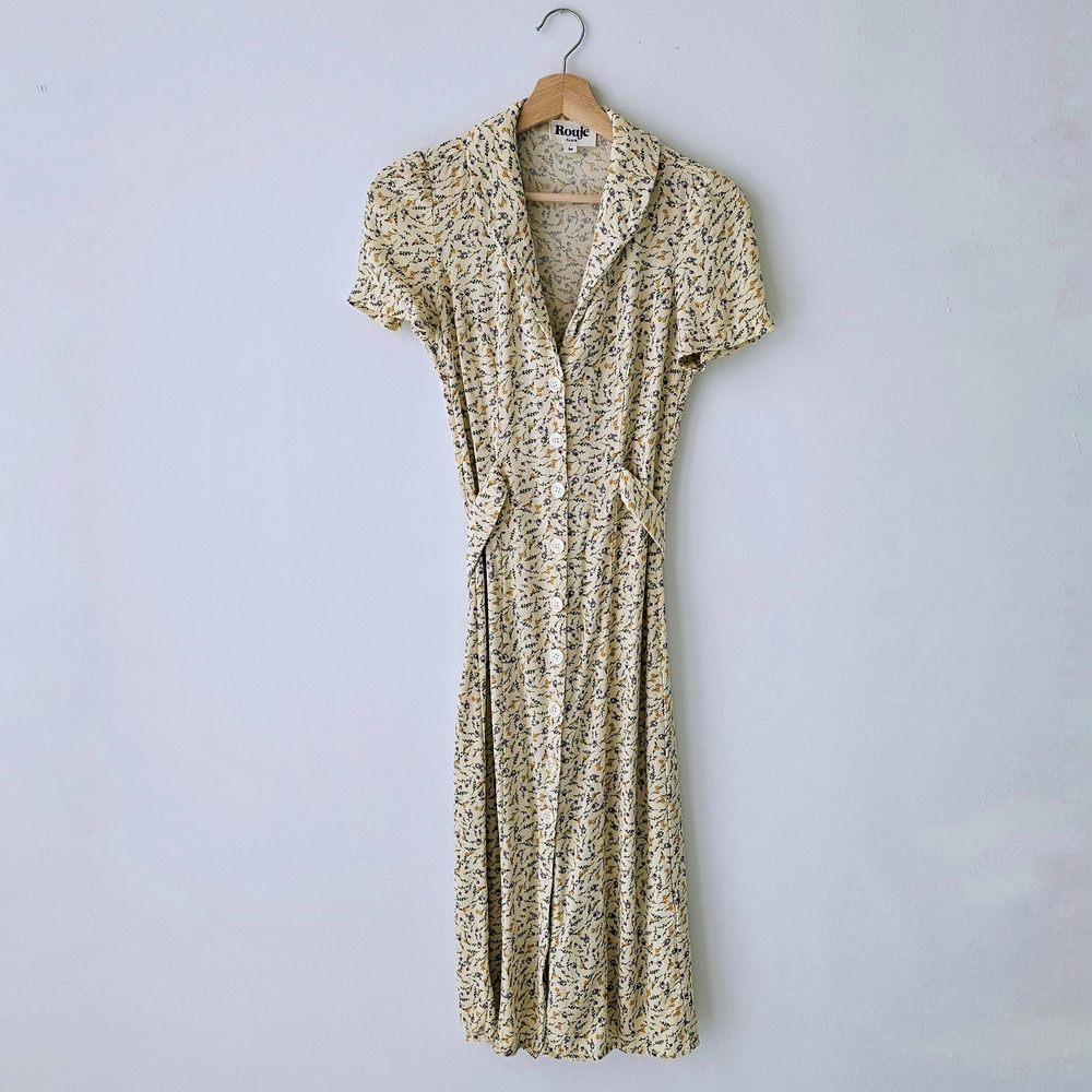 Rouje Paris Floral Print Beige Dress